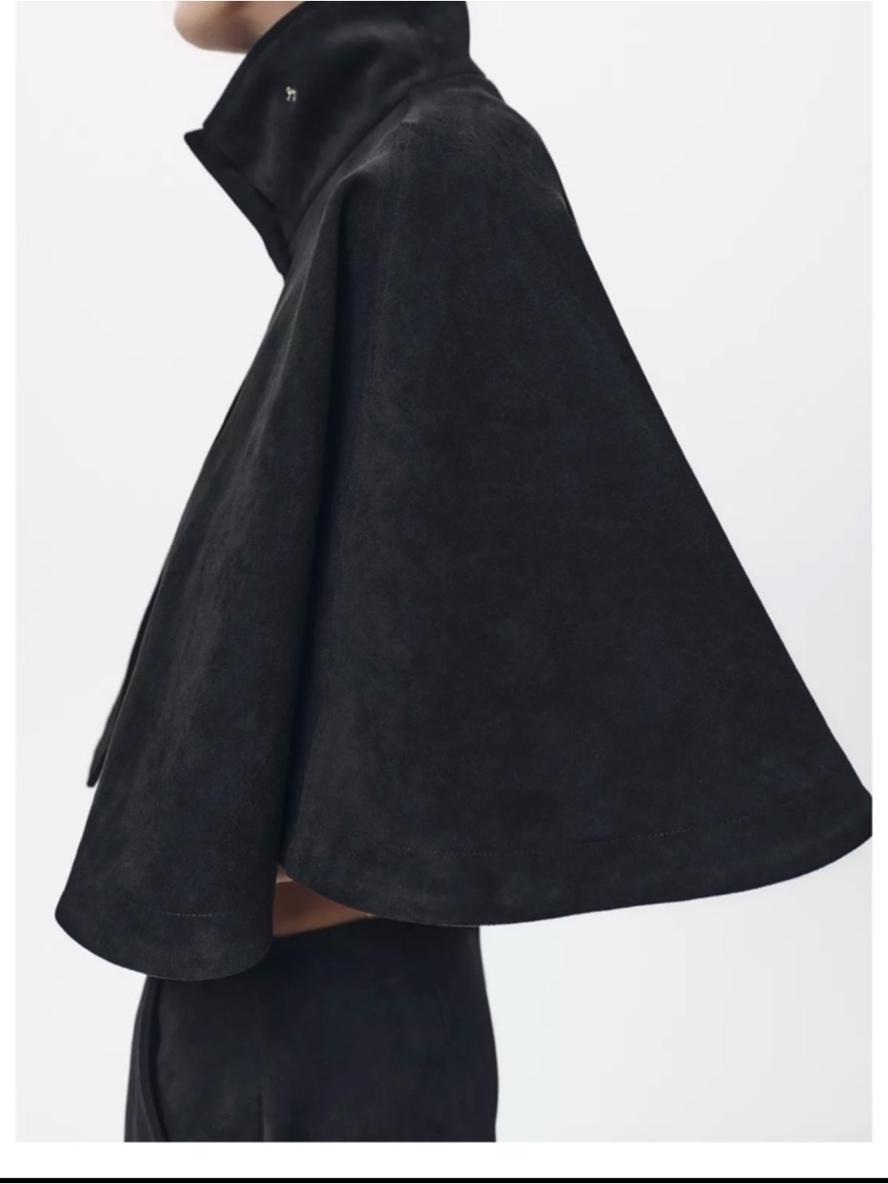 Zara Black Faux Suede Cape XS-S NWT